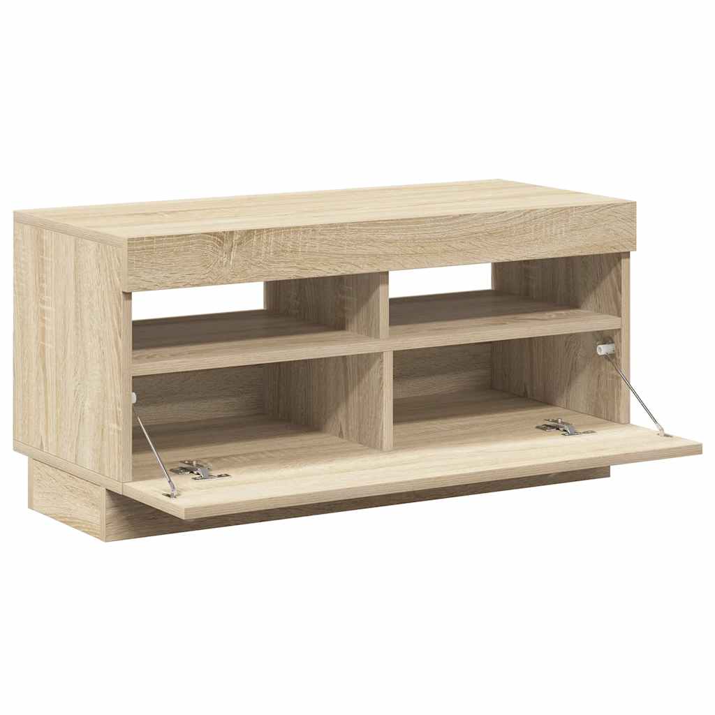 Tv-meubel met LED-verlichting 80x35x40 cm sonoma eikenkleurig is nu te koop bij PeponiXL, paradijselijk wonen!