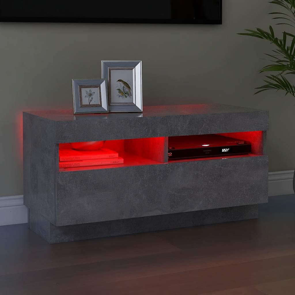 Tv-meubel met LED-verlichting 80x35x40 cm betongrijs is nu te koop bij PeponiXL, paradijselijk wonen!
