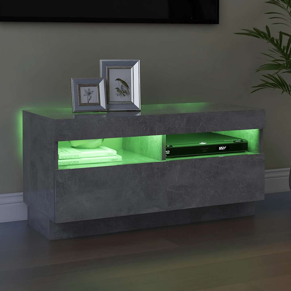 Tv-meubel met LED-verlichting 80x35x40 cm betongrijs is nu te koop bij PeponiXL, paradijselijk wonen!