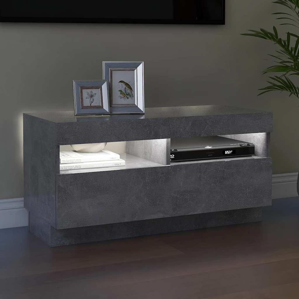 Tv-meubel met LED-verlichting 80x35x40 cm betongrijs is nu te koop bij PeponiXL, paradijselijk wonen!