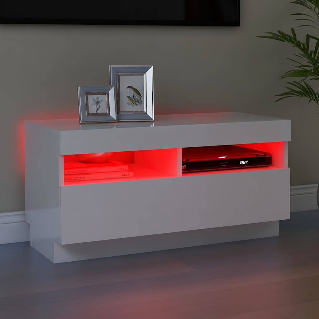 Tv-meubel met LED-verlichting 80x35x40 cm hoogglans wit is nu te koop bij PeponiXL, paradijselijk wonen!