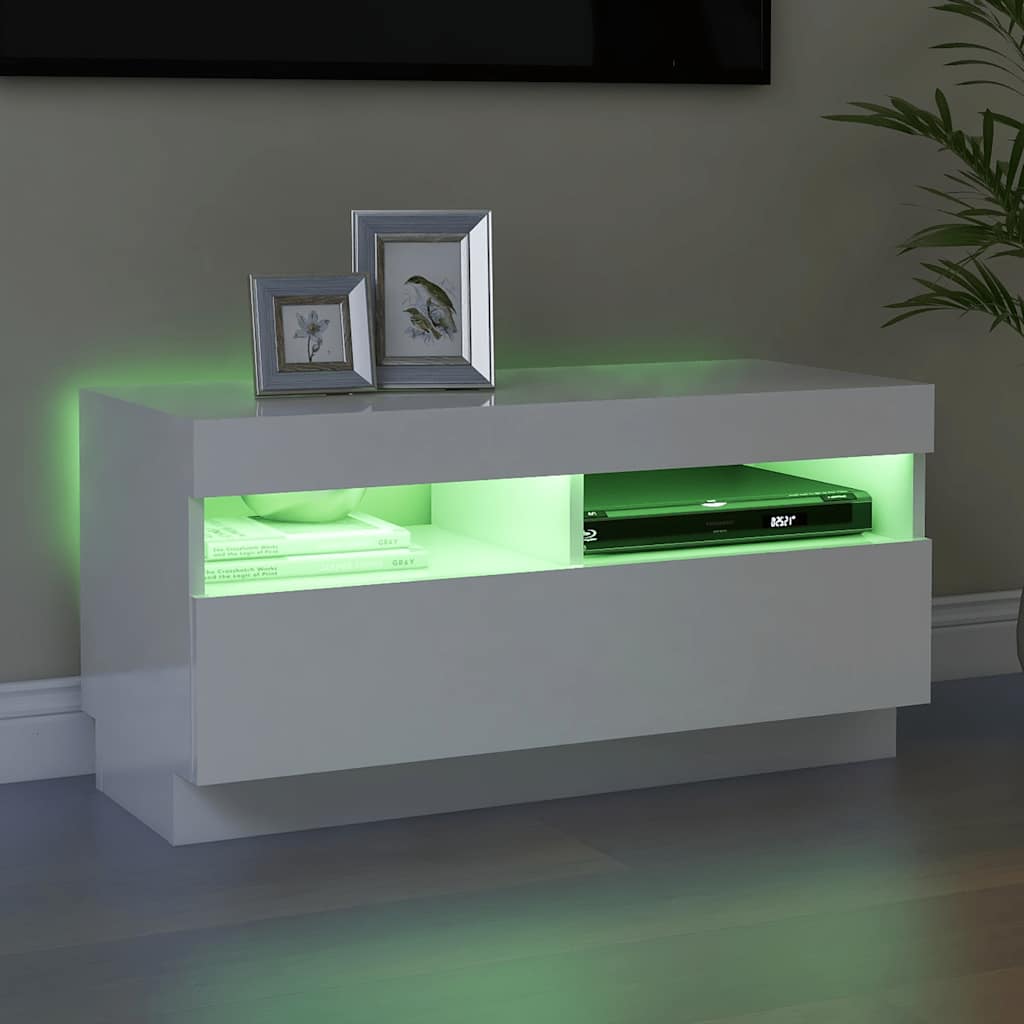 Tv-meubel met LED-verlichting 80x35x40 cm hoogglans wit is nu te koop bij PeponiXL, paradijselijk wonen!