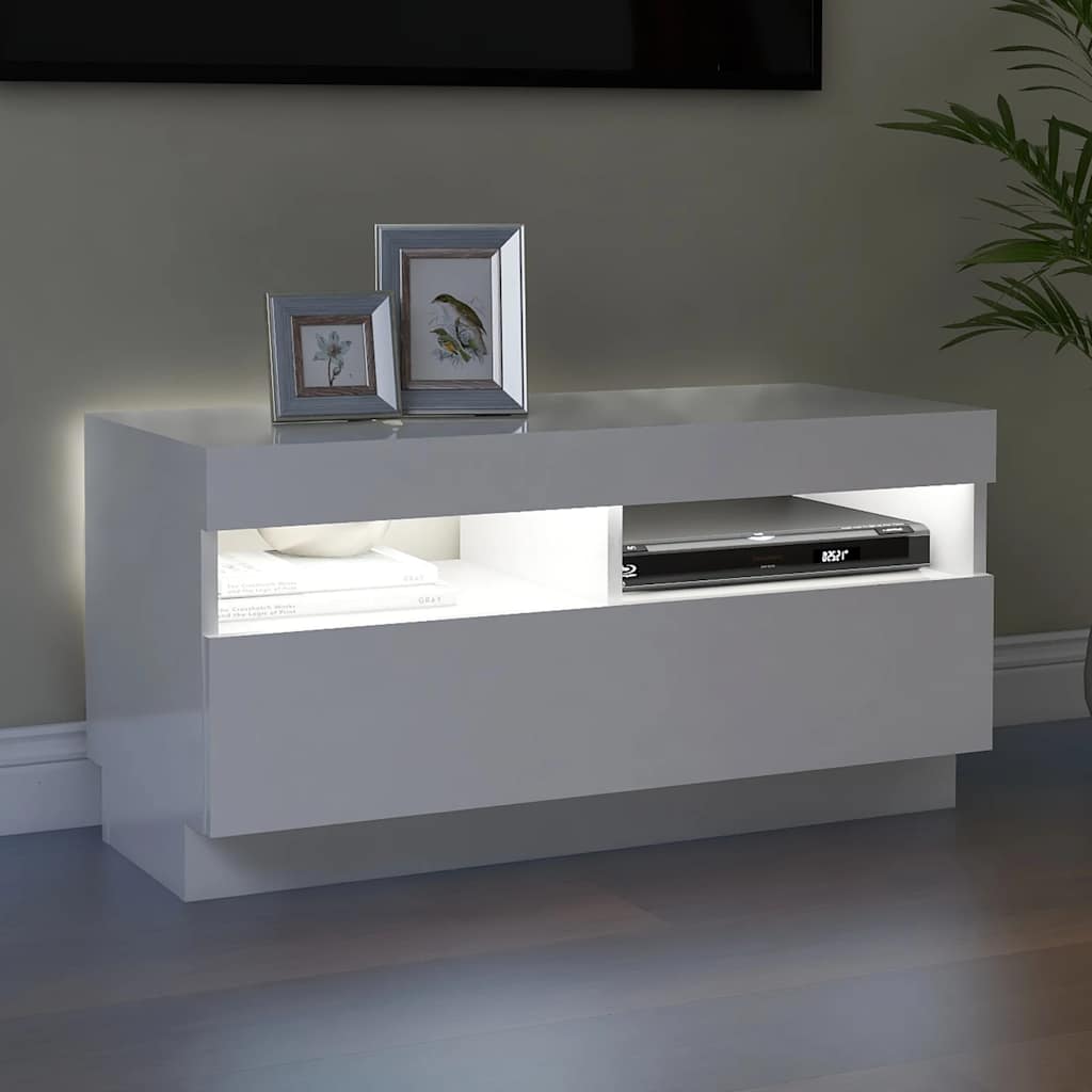 Tv-meubel met LED-verlichting 80x35x40 cm hoogglans wit is nu te koop bij PeponiXL, paradijselijk wonen!