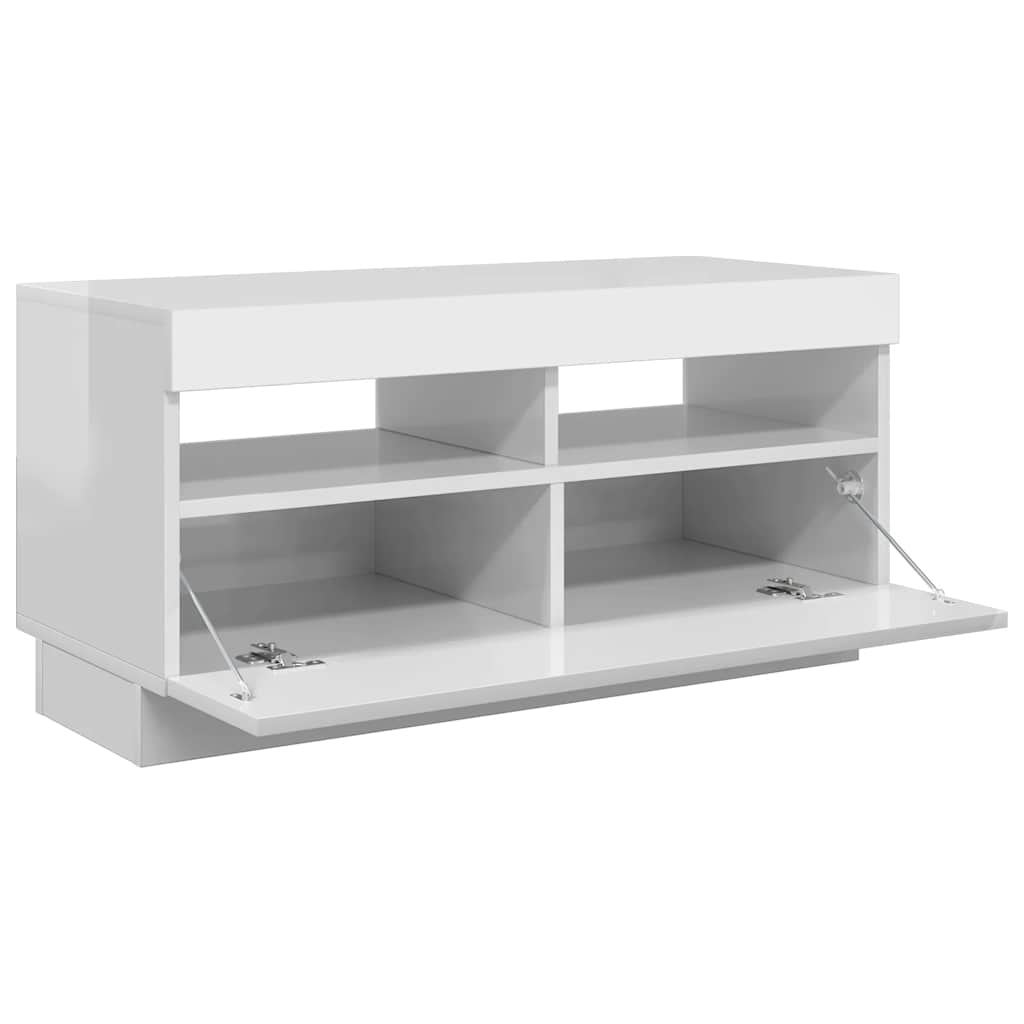 Tv-meubel met LED-verlichting 80x35x40 cm hoogglans wit is nu te koop bij PeponiXL, paradijselijk wonen!