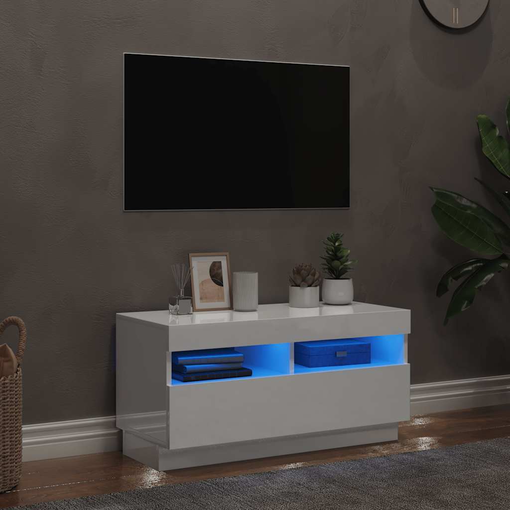 Tv-meubel met LED-verlichting 80x35x40 cm hoogglans wit is nu te koop bij PeponiXL, paradijselijk wonen!