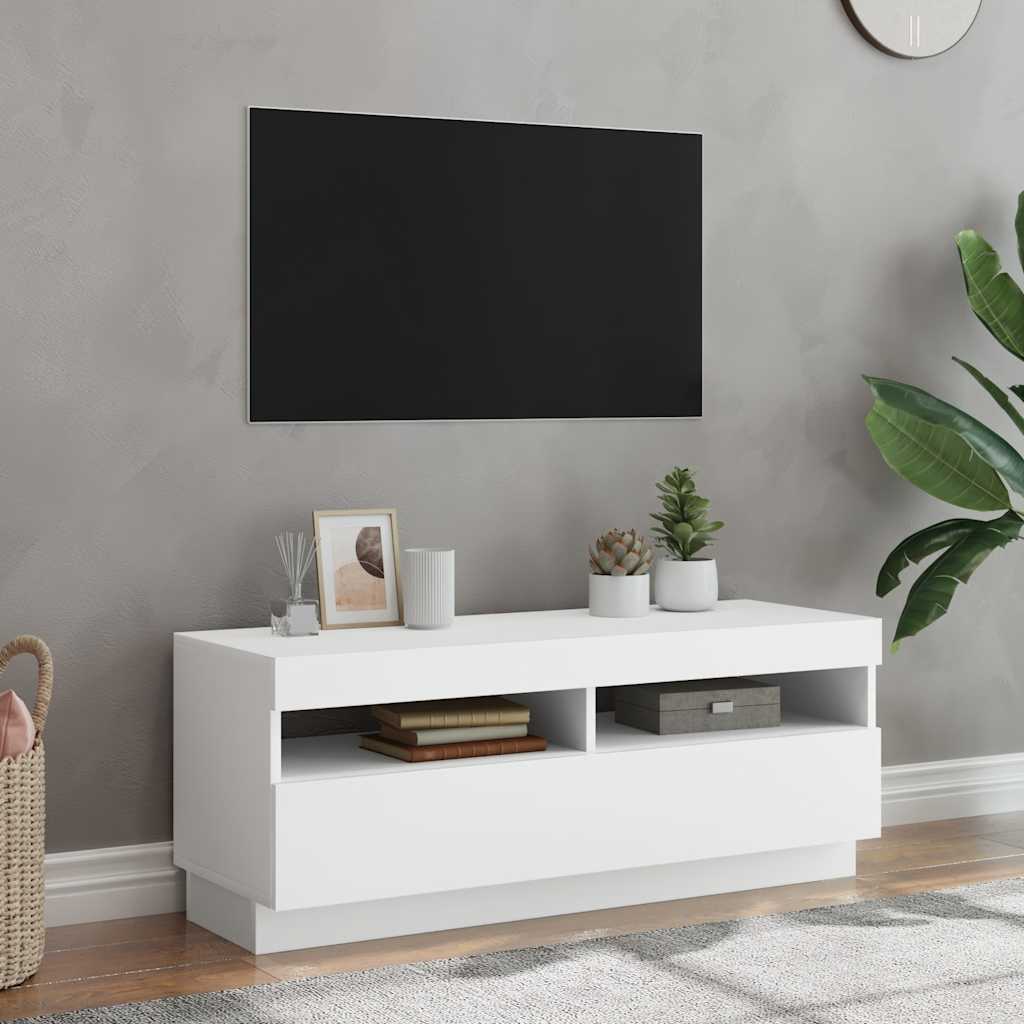 Tv-meubel met LED-verlichting 100x35x40 cm wit is nu te koop bij PeponiXL, paradijselijk wonen!