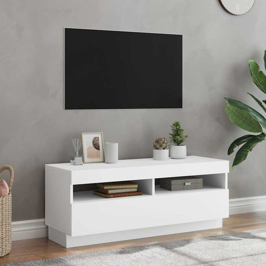 Tv-meubel met LED-verlichting 100x35x40 cm wit is nu te koop bij PeponiXL, paradijselijk wonen!