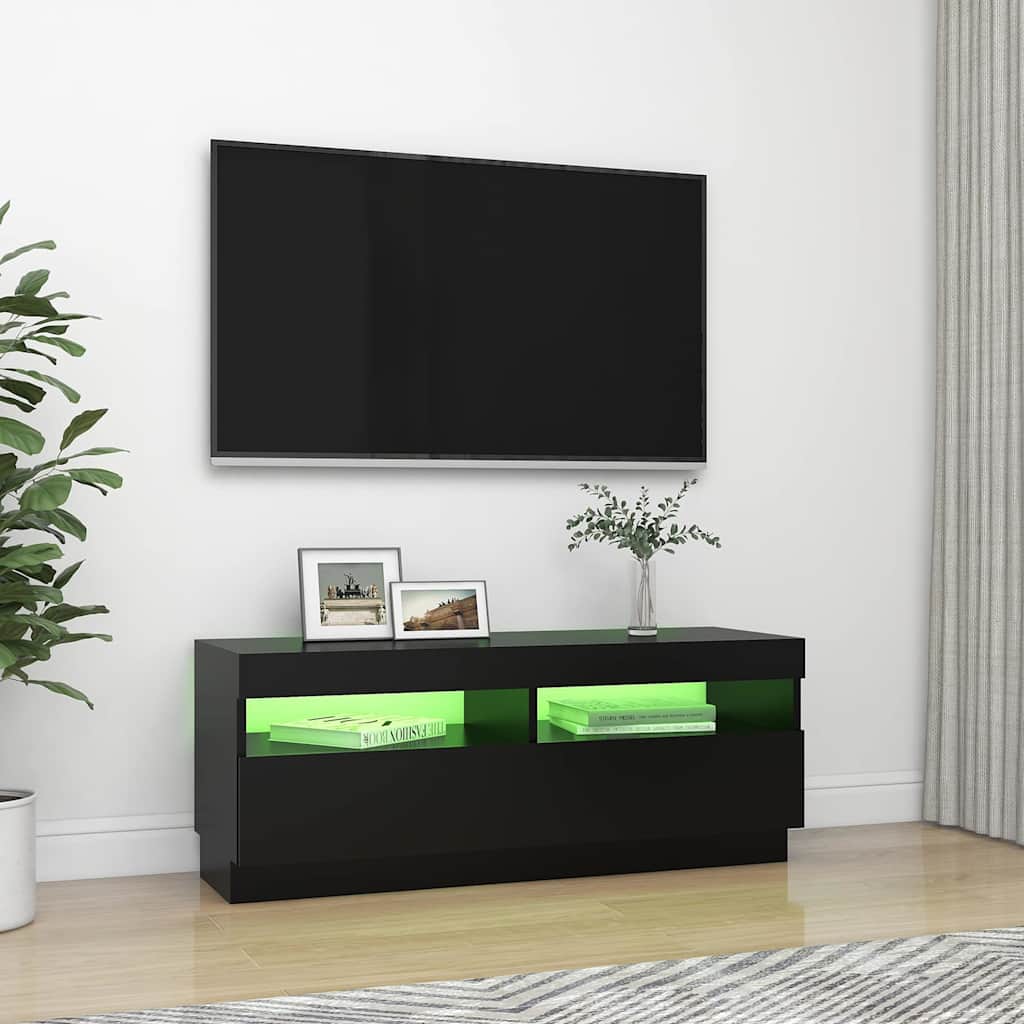 Tv-meubel met LED-verlichting 100x35x40 cm zwart is nu te koop bij PeponiXL, paradijselijk wonen!