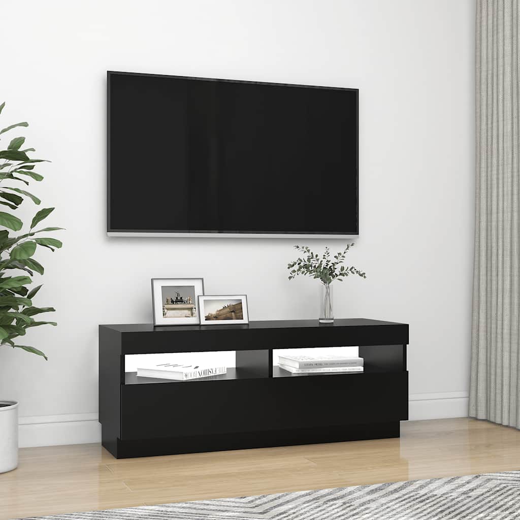 Tv-meubel met LED-verlichting 100x35x40 cm zwart is nu te koop bij PeponiXL, paradijselijk wonen!