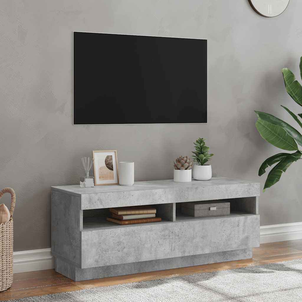 Tv-meubel met LED-verlichting 100x35x40 cm betongrijs is nu te koop bij PeponiXL, paradijselijk wonen!