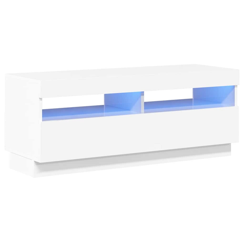 Tv-meubel met LED-verlichting 100x35x40 cm hoogglans wit is nu te koop bij PeponiXL, paradijselijk wonen!