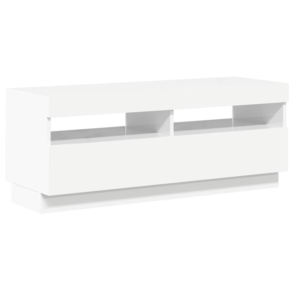Tv-meubel met LED-verlichting 100x35x40 cm hoogglans wit is nu te koop bij PeponiXL, paradijselijk wonen!