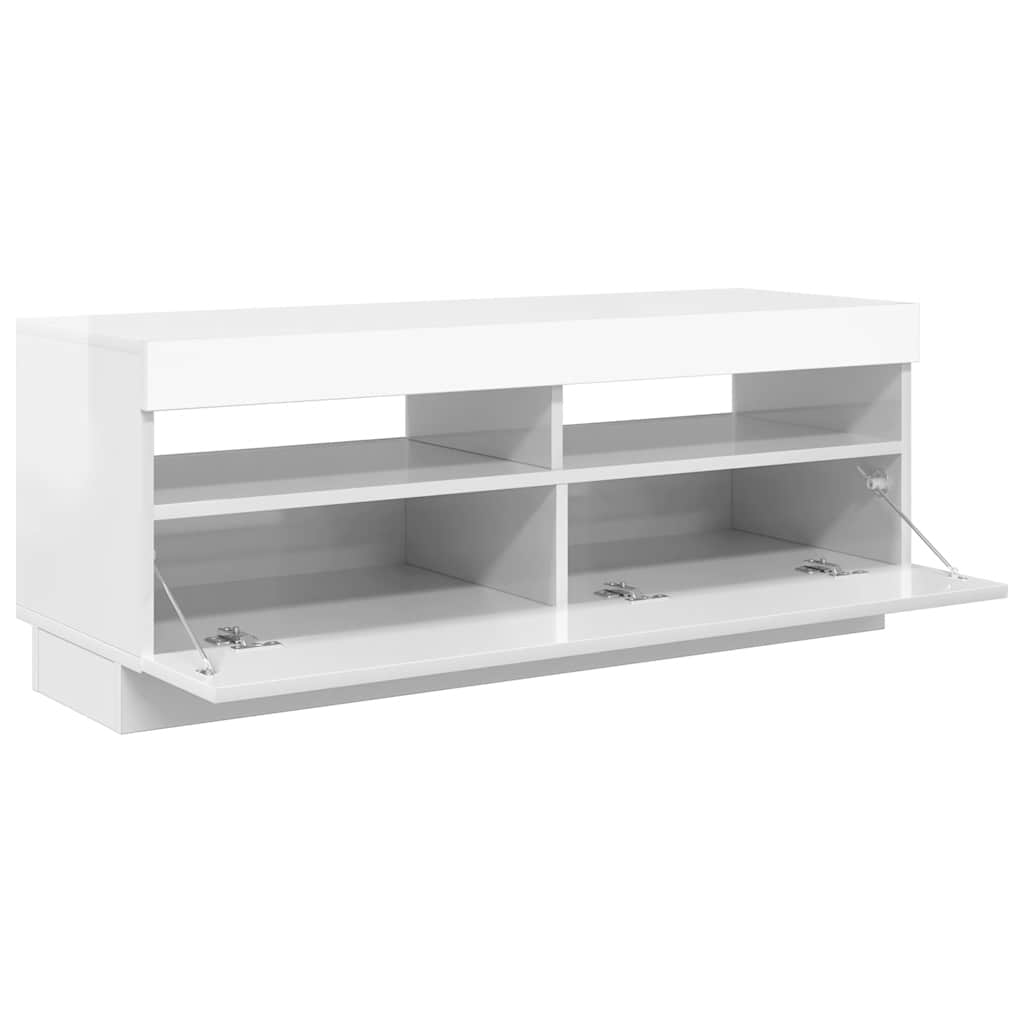 Tv-meubel met LED-verlichting 100x35x40 cm hoogglans wit is nu te koop bij PeponiXL, paradijselijk wonen!