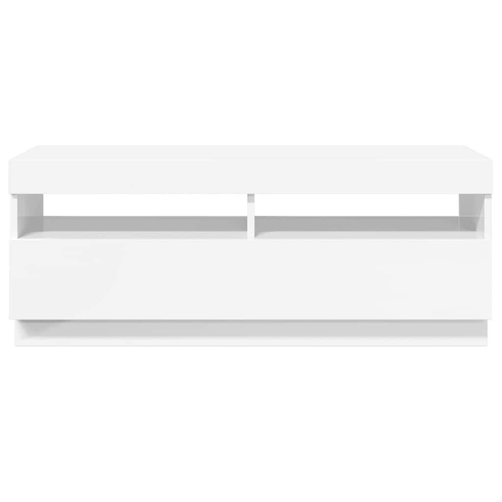 Tv-meubel met LED-verlichting 100x35x40 cm hoogglans wit is nu te koop bij PeponiXL, paradijselijk wonen!