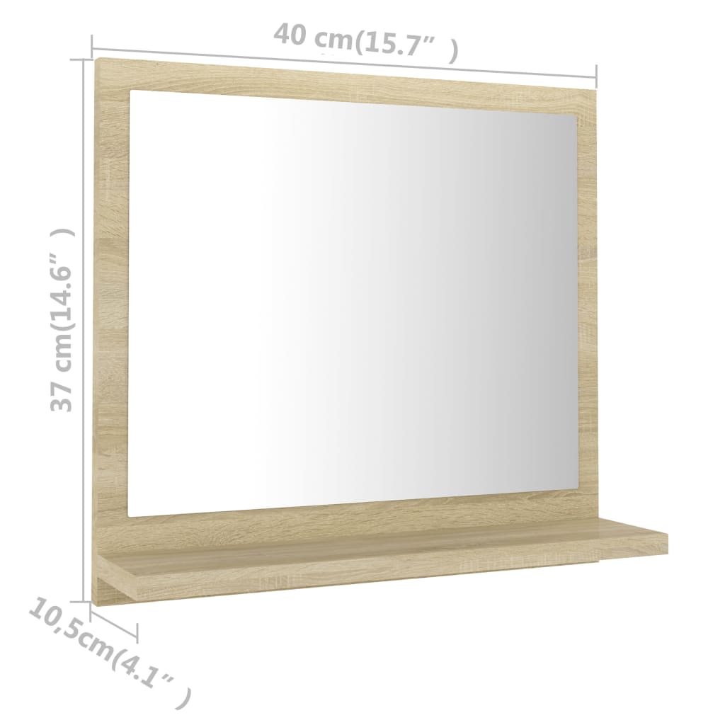 Badkamerspiegel 40x10,5x37 cm bewerkt hout sonoma eikenkleurig is nu te koop bij PeponiXL, paradijselijk wonen!