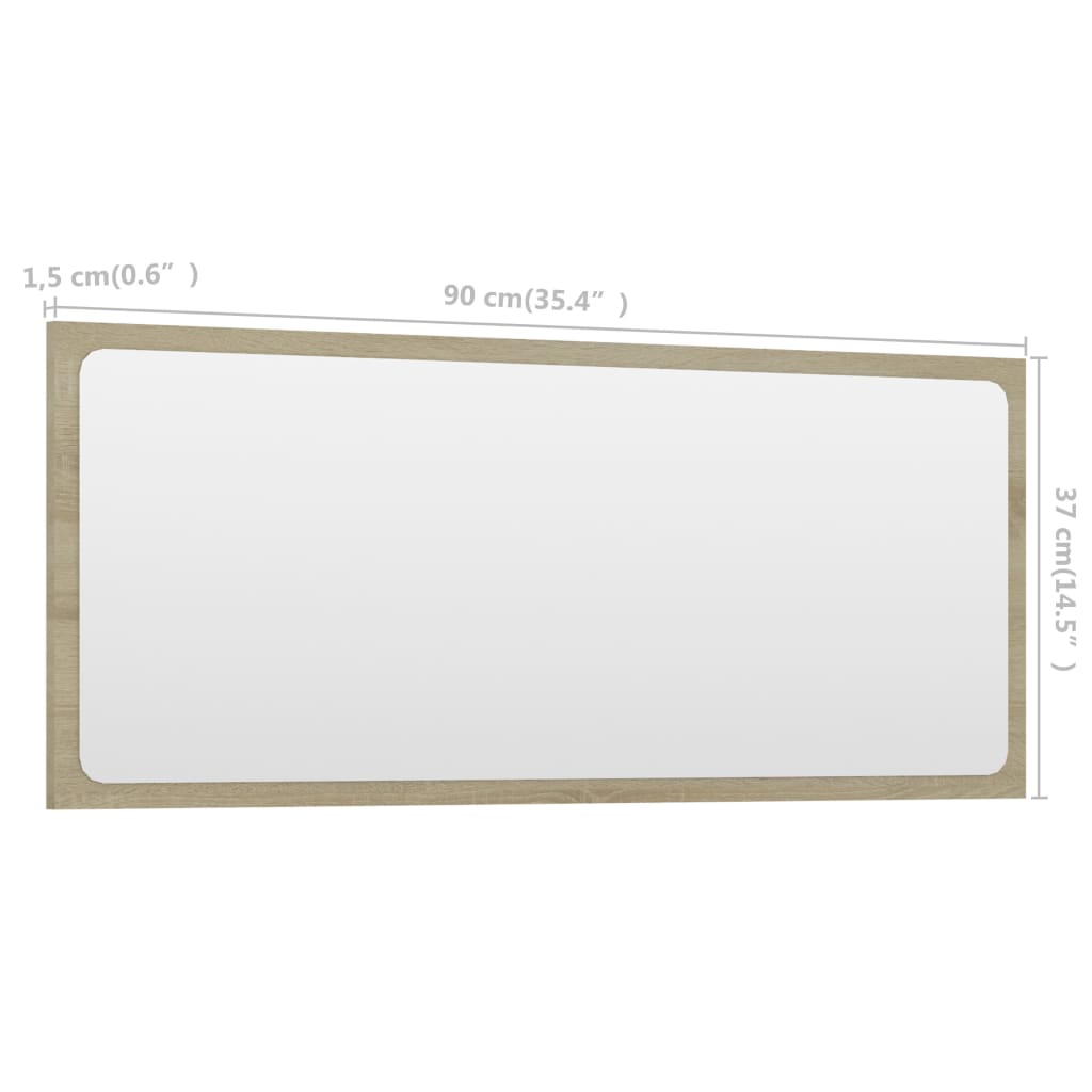 Badkamerspiegel 90x1,5x37 cm spaanplaat sonoma eikenkleurig is nu te koop bij PeponiXL, paradijselijk wonen!