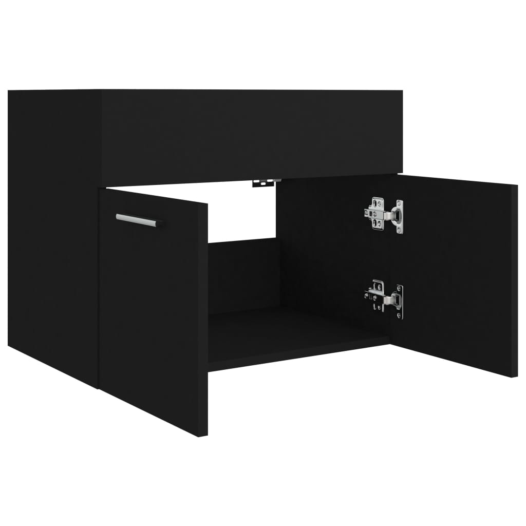 Wastafelkast 60x38,5x46 cm bewerkt hout zwart is nu te koop bij PeponiXL, paradijselijk wonen!