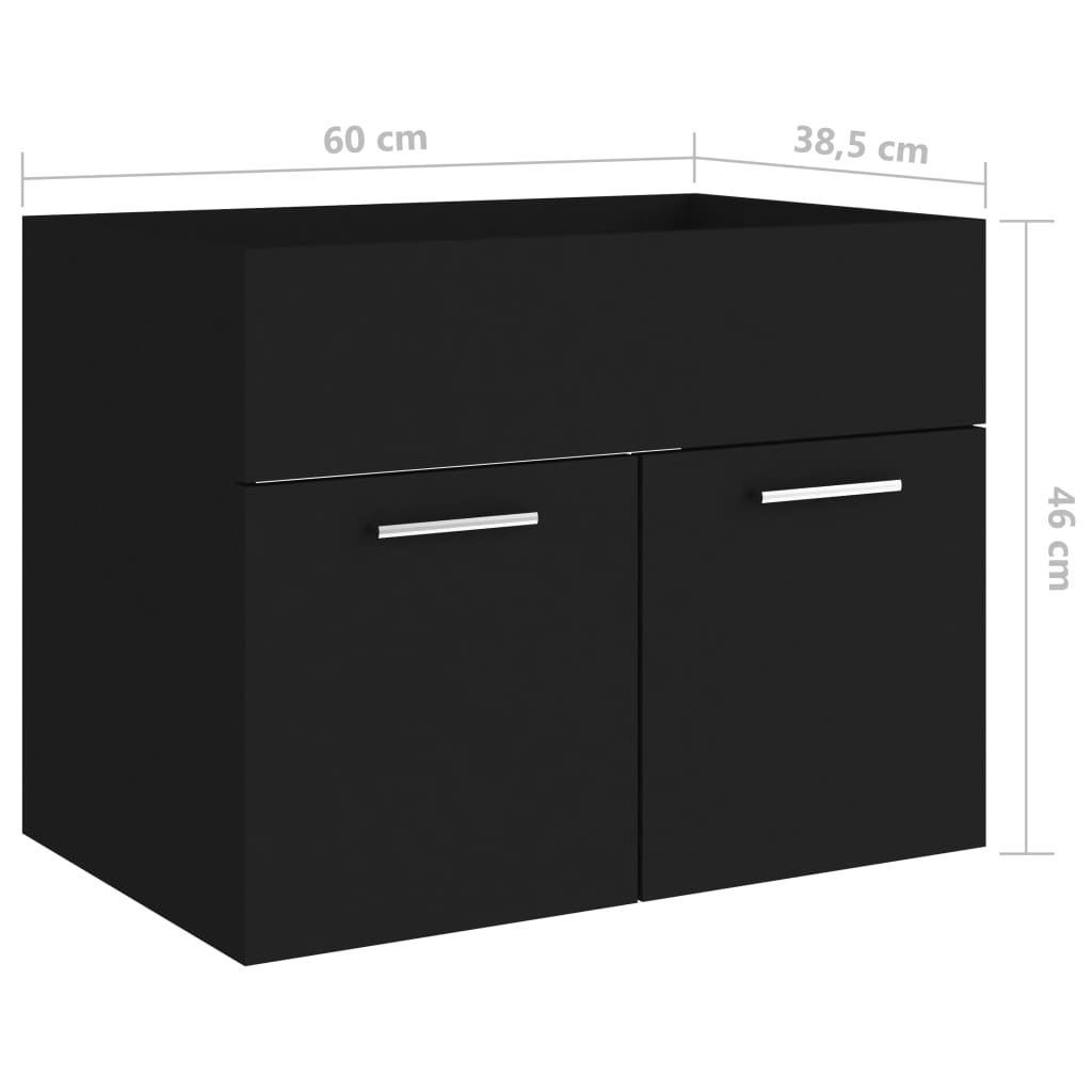 Wastafelkast 60x38,5x46 cm bewerkt hout zwart is nu te koop bij PeponiXL, paradijselijk wonen!
