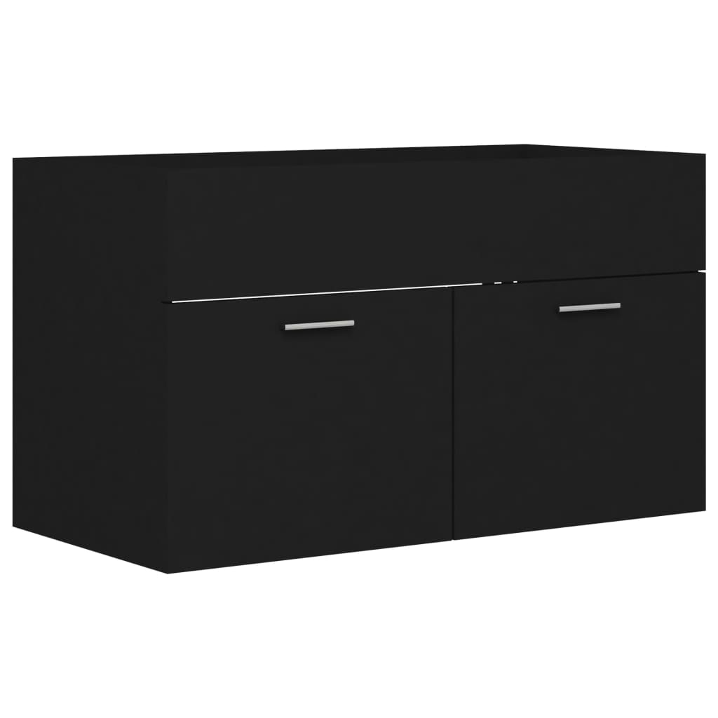 Wastafelkast 80x38,5x46 cm bewerkt hout zwart is nu te koop bij PeponiXL, paradijselijk wonen!