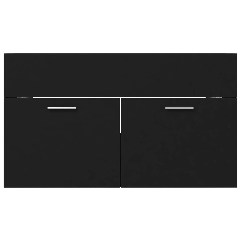 Wastafelkast 80x38,5x46 cm bewerkt hout zwart is nu te koop bij PeponiXL, paradijselijk wonen!