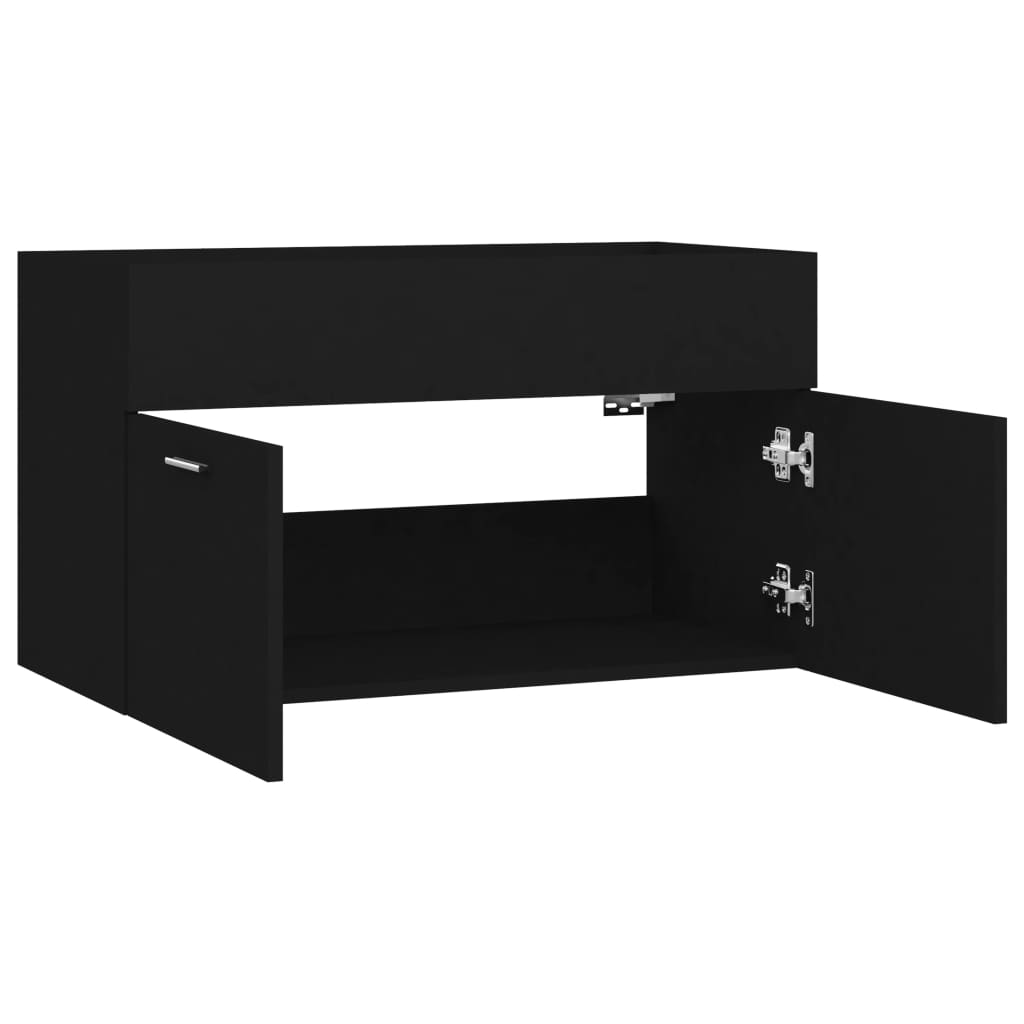Wastafelkast 80x38,5x46 cm bewerkt hout zwart is nu te koop bij PeponiXL, paradijselijk wonen!
