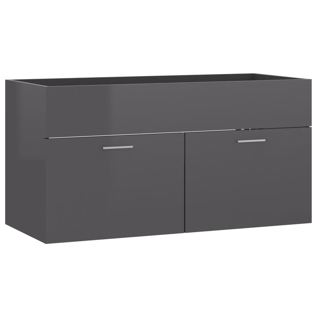 Wastafelkast 90x38,5x46 cm bewerkt hout hoogglans grijs is nu te koop bij PeponiXL, paradijselijk wonen!