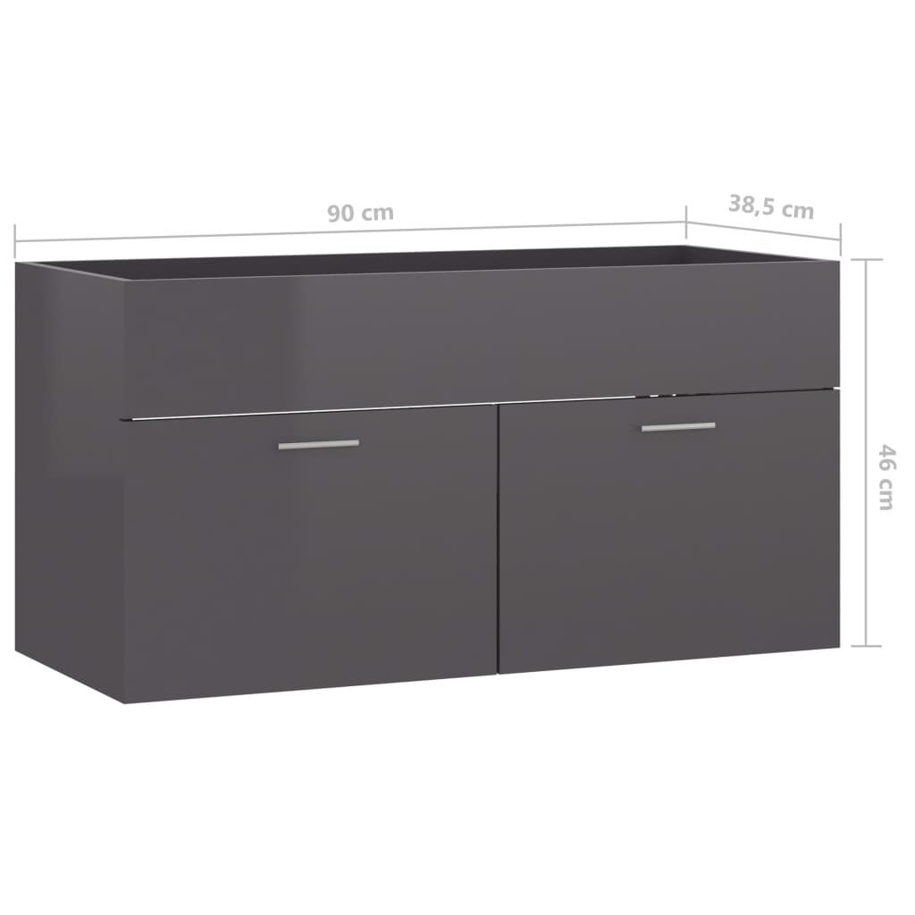 Wastafelkast 90x38,5x46 cm bewerkt hout hoogglans grijs is nu te koop bij PeponiXL, paradijselijk wonen!