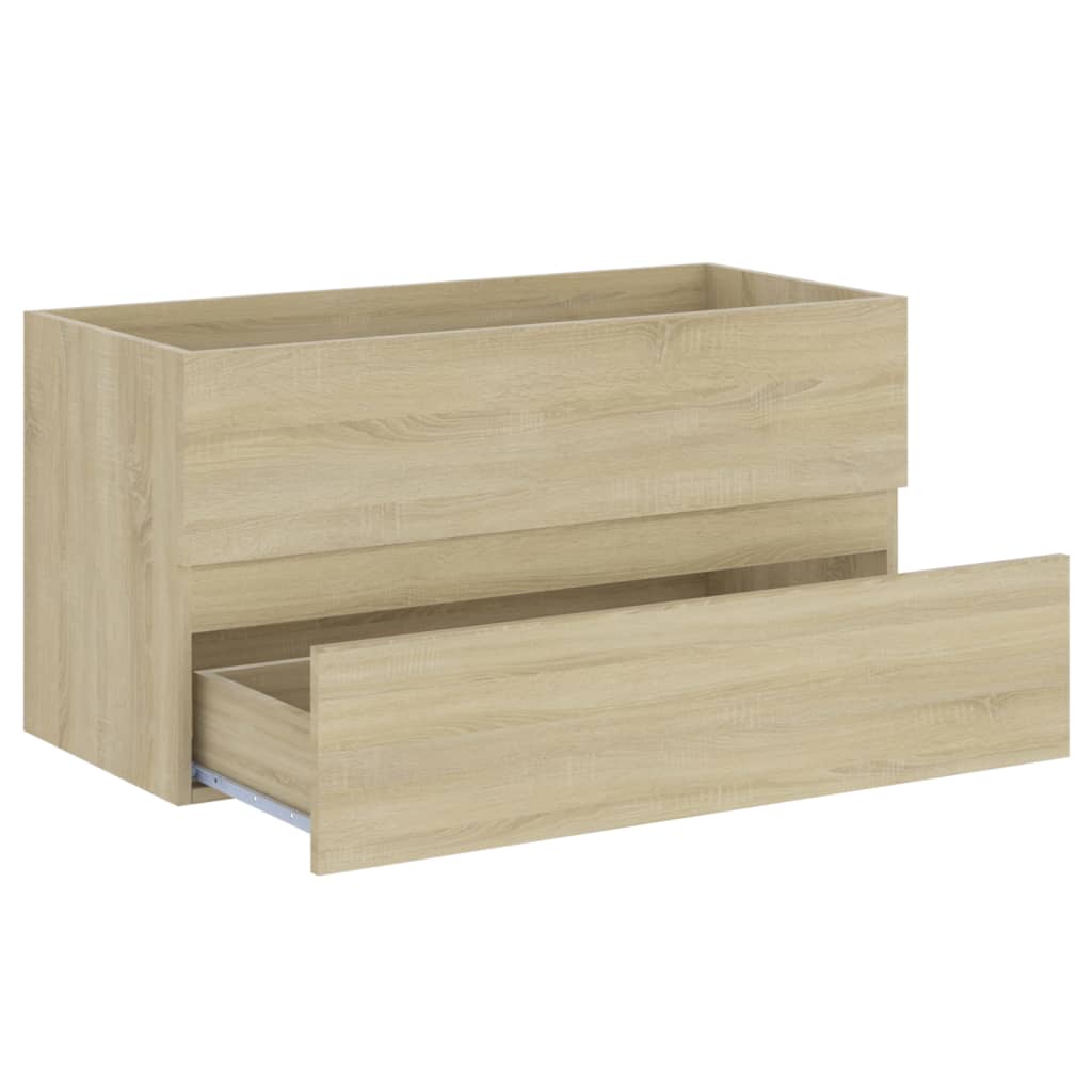 Wastafelkast 90x38,5x45 cm bewerkt hout sonoma eikenkleurig is nu te koop bij PeponiXL, paradijselijk wonen!