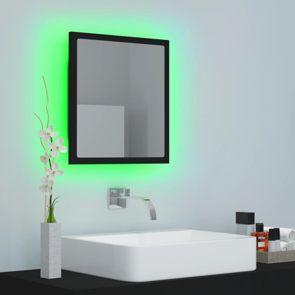 Badkamerspiegel LED 40x8,5x37 cm acryl zwart is nu te koop bij PeponiXL, paradijselijk wonen!