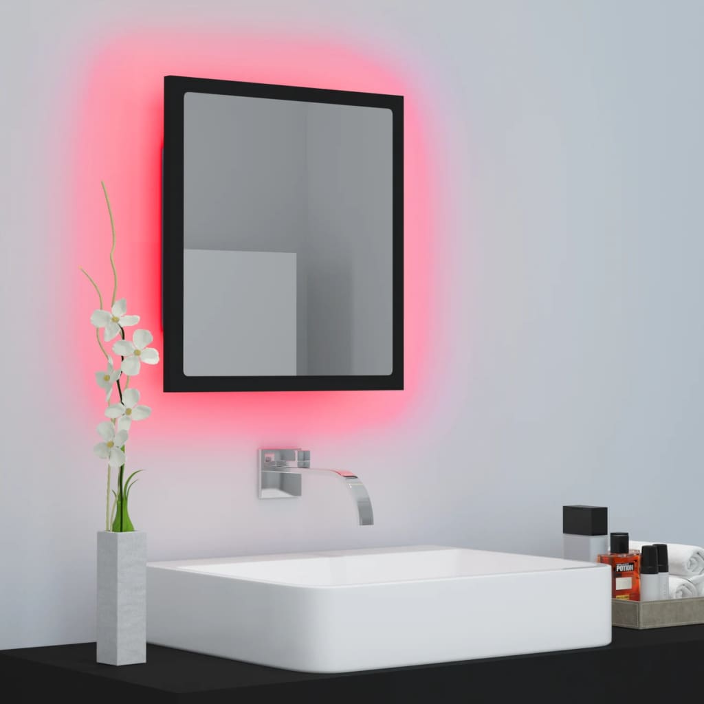 Badkamerspiegel LED 40x8,5x37 cm acryl zwart is nu te koop bij PeponiXL, paradijselijk wonen!