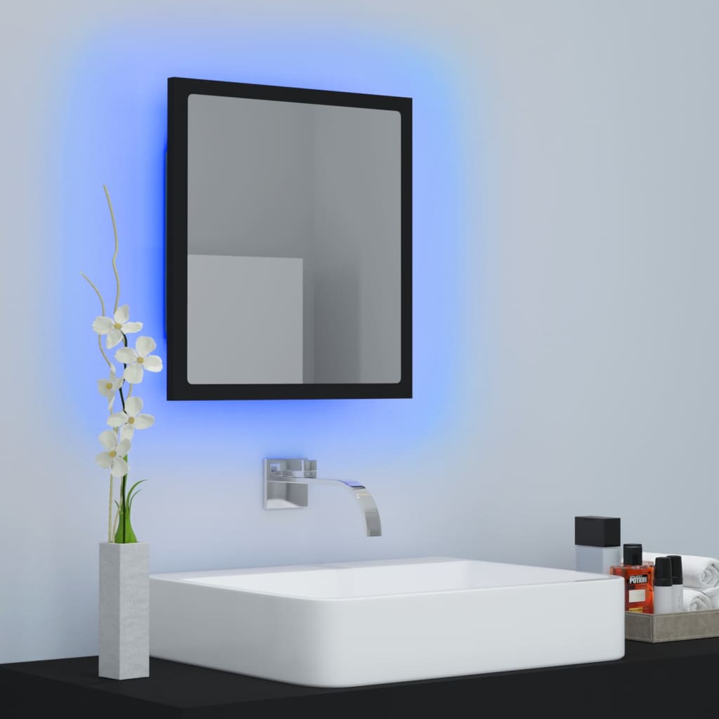 Badkamerspiegel LED 40x8,5x37 cm acryl zwart is nu te koop bij PeponiXL, paradijselijk wonen!