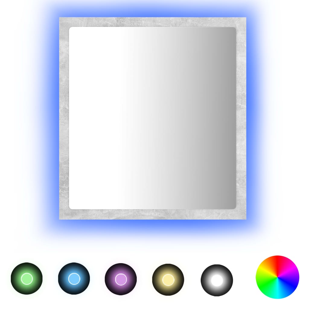 Badkamerspiegel LED 40x8,5x37 cm acryl betongrijs is nu te koop bij PeponiXL, paradijselijk wonen!