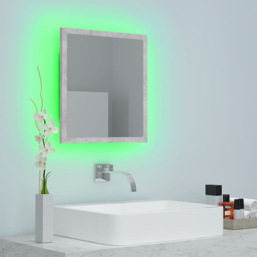 Badkamerspiegel LED 40x8,5x37 cm acryl betongrijs is nu te koop bij PeponiXL, paradijselijk wonen!