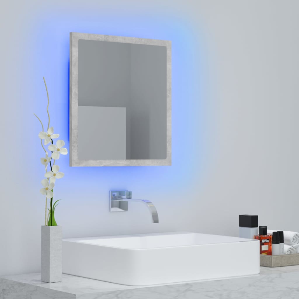 Badkamerspiegel LED 40x8,5x37 cm acryl betongrijs is nu te koop bij PeponiXL, paradijselijk wonen!