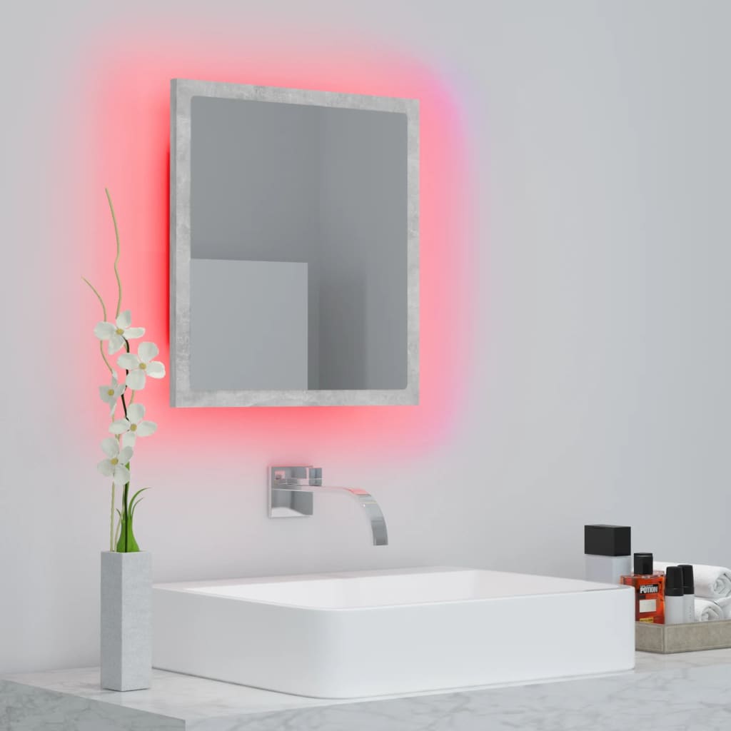 Badkamerspiegel LED 40x8,5x37 cm acryl betongrijs is nu te koop bij PeponiXL, paradijselijk wonen!