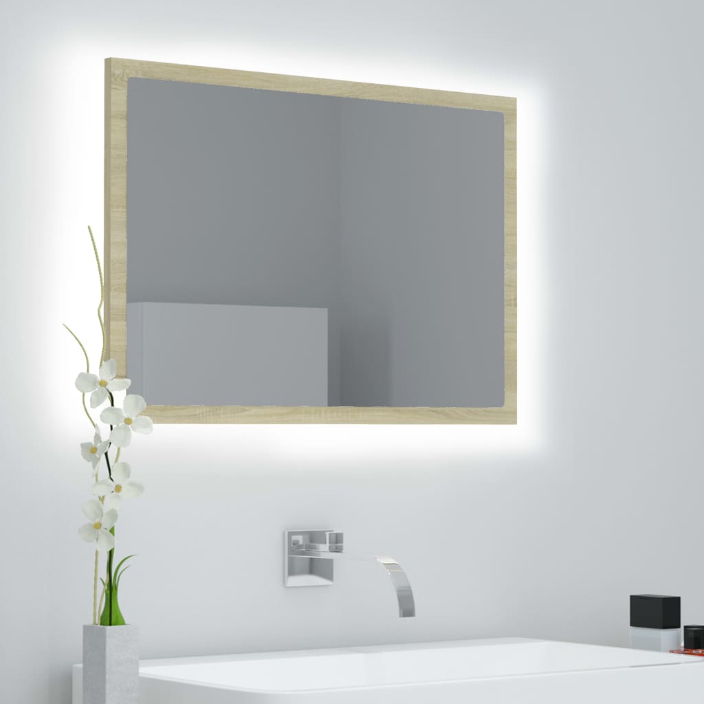 Badkamerspiegel LED 60x8,5x37 cm acryl sonoma eikenkleurig is nu te koop bij PeponiXL, paradijselijk wonen!