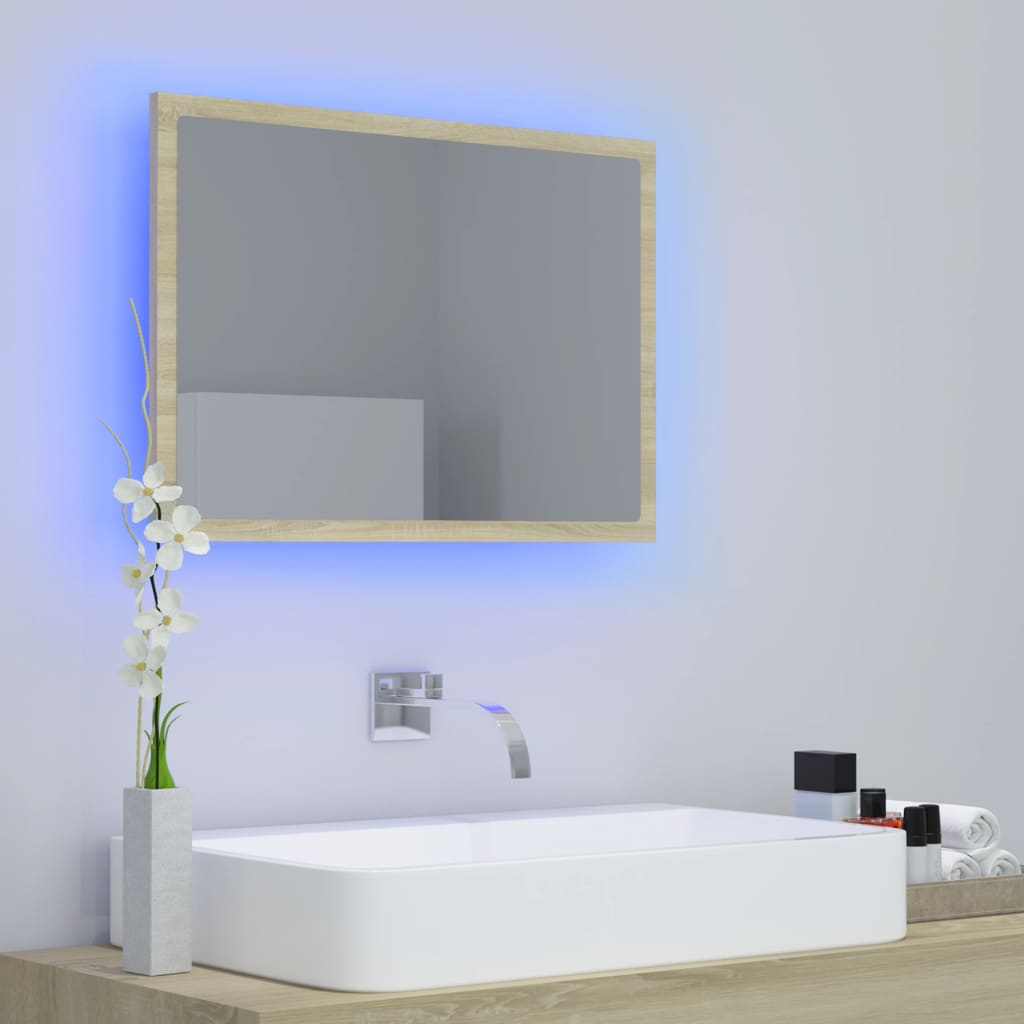 Badkamerspiegel LED 60x8,5x37 cm acryl sonoma eikenkleurig is nu te koop bij PeponiXL, paradijselijk wonen!