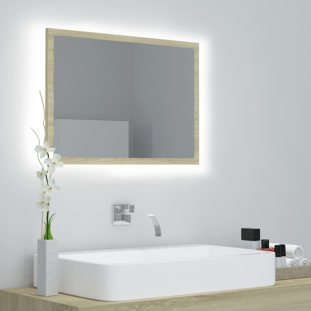 Badkamerspiegel LED 60x8,5x37 cm acryl sonoma eikenkleurig is nu te koop bij PeponiXL, paradijselijk wonen!