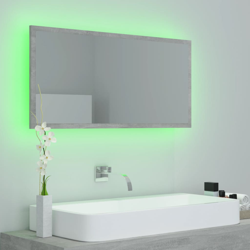 Badkamerspiegel LED 90x8,5x37 cm acryl betongrijs is nu te koop bij PeponiXL, paradijselijk wonen!