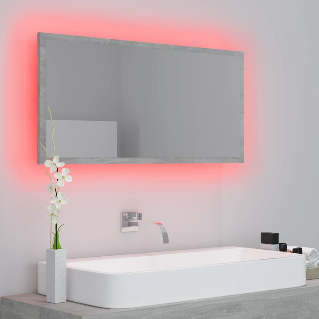 Badkamerspiegel LED 90x8,5x37 cm acryl betongrijs is nu te koop bij PeponiXL, paradijselijk wonen!