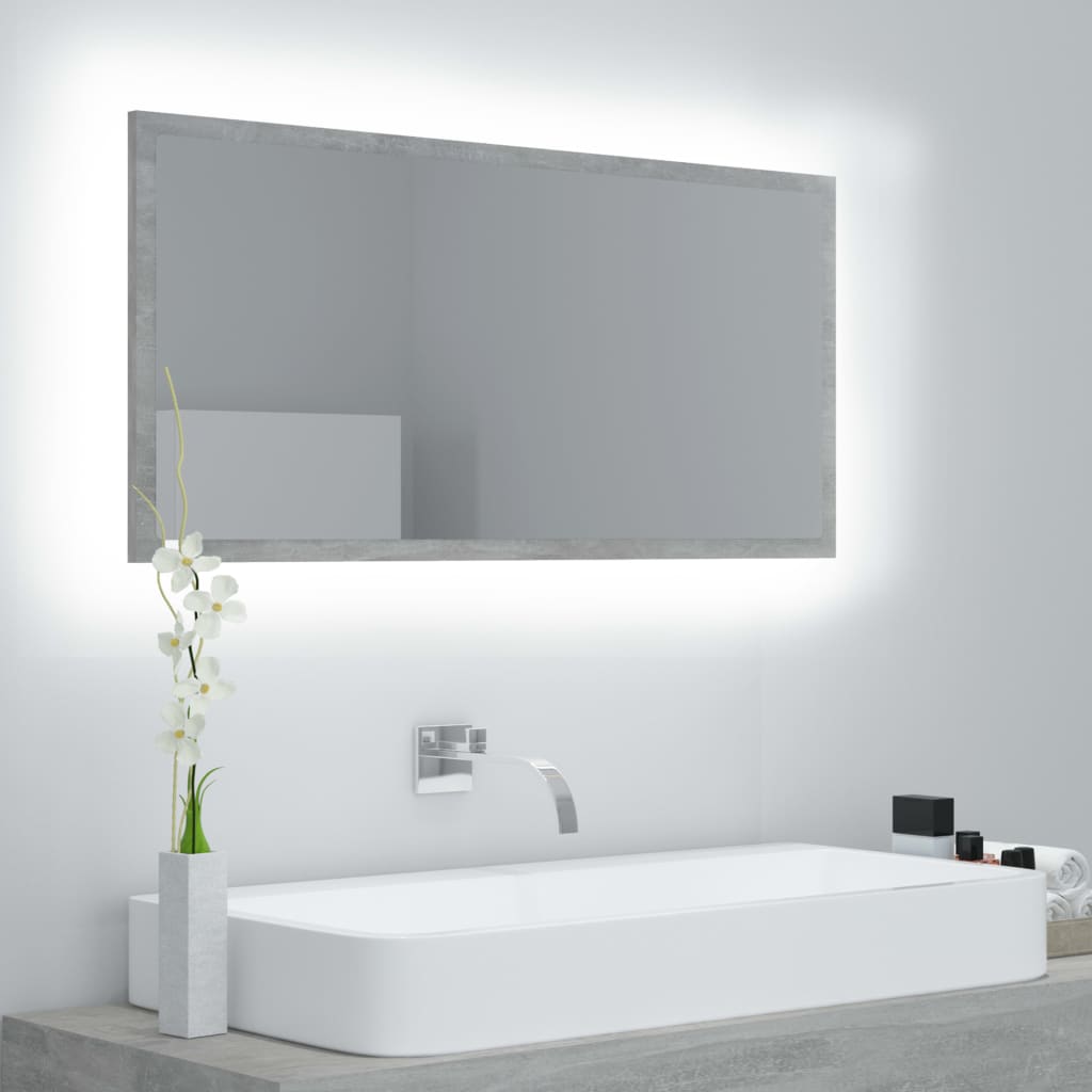 Badkamerspiegel LED 90x8,5x37 cm acryl betongrijs is nu te koop bij PeponiXL, paradijselijk wonen!
