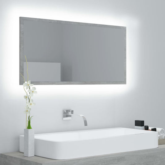 Badkamerspiegel LED 90x8,5x37 cm acryl betongrijs is nu te koop bij PeponiXL, paradijselijk wonen!