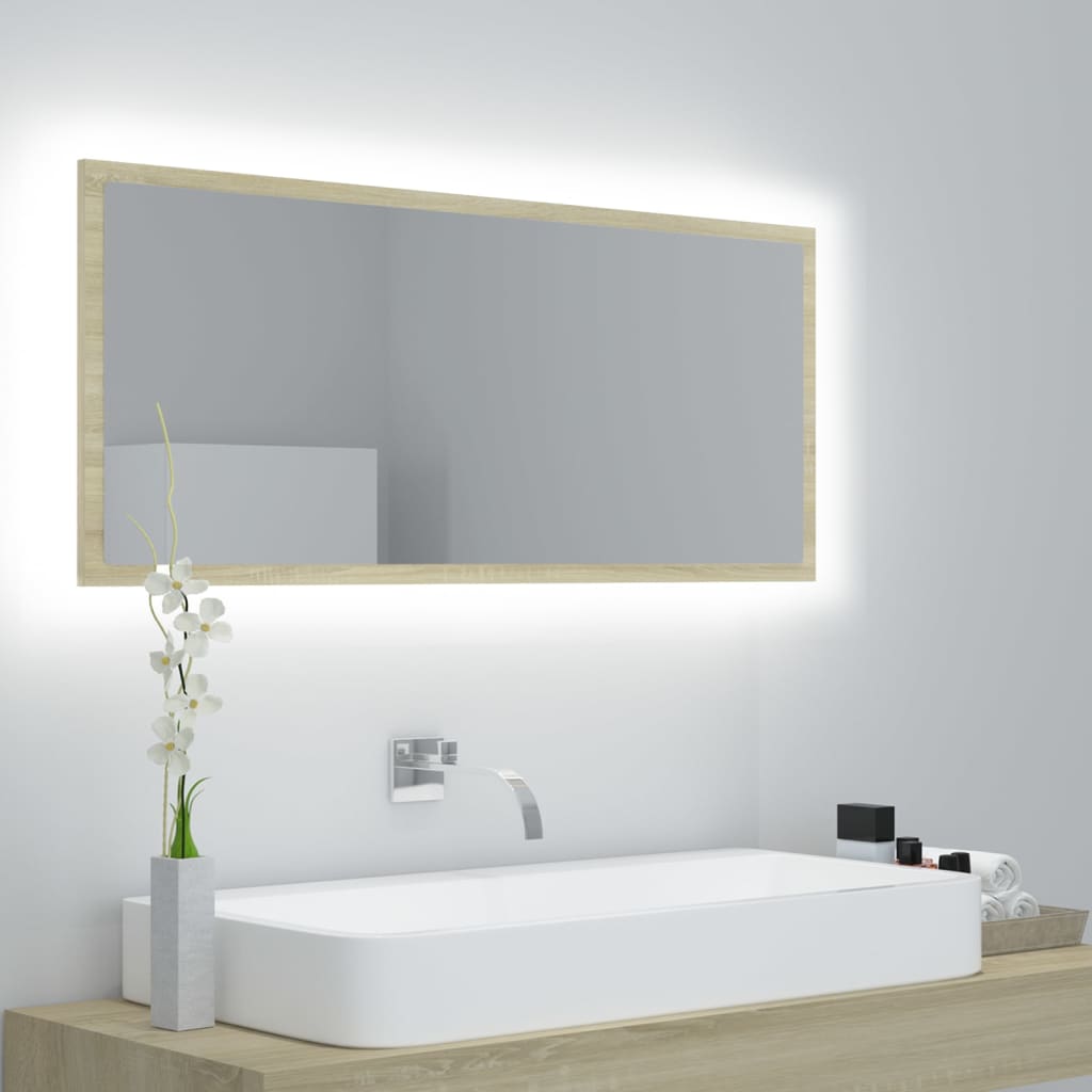 Badkamerspiegel LED 100x8,5x37 cm acryl sonoma eikenkleurig is nu te koop bij PeponiXL, paradijselijk wonen!