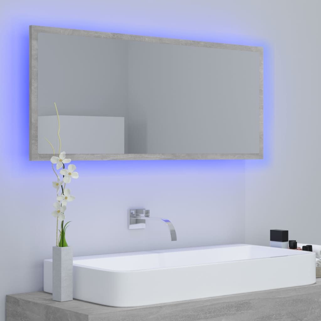 Badkamerspiegel LED 100x8,5x37 cm acryl betongrijs is nu te koop bij PeponiXL, paradijselijk wonen!