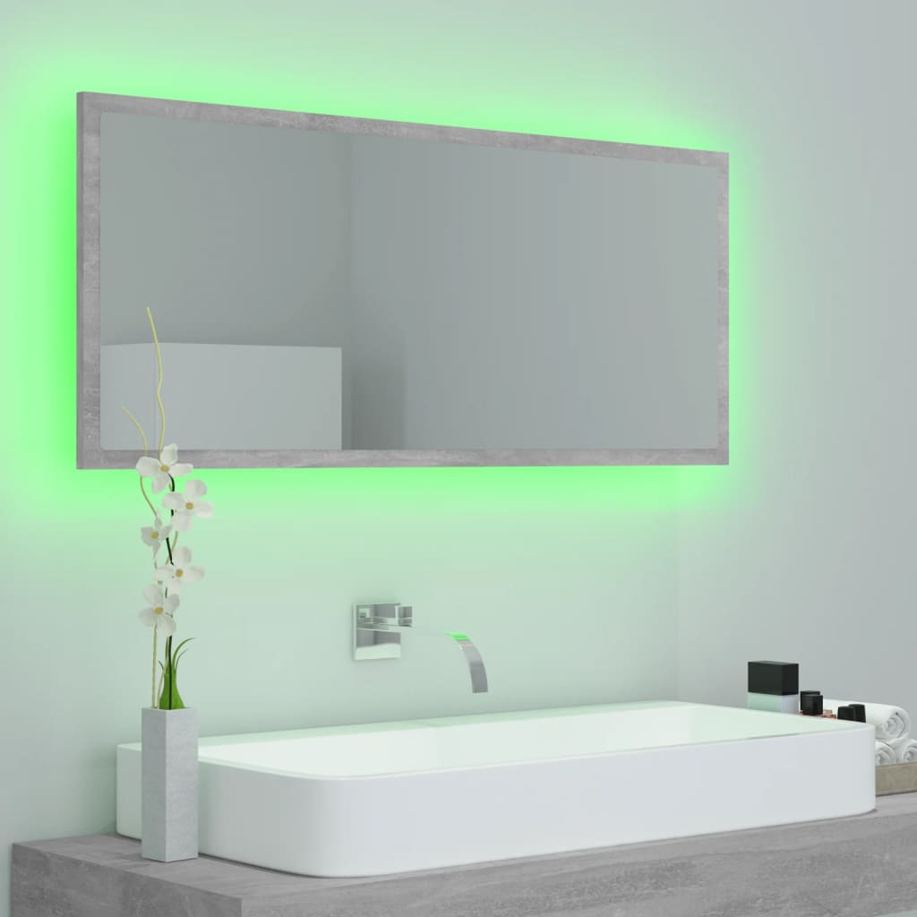 Badkamerspiegel LED 100x8,5x37 cm acryl betongrijs is nu te koop bij PeponiXL, paradijselijk wonen!