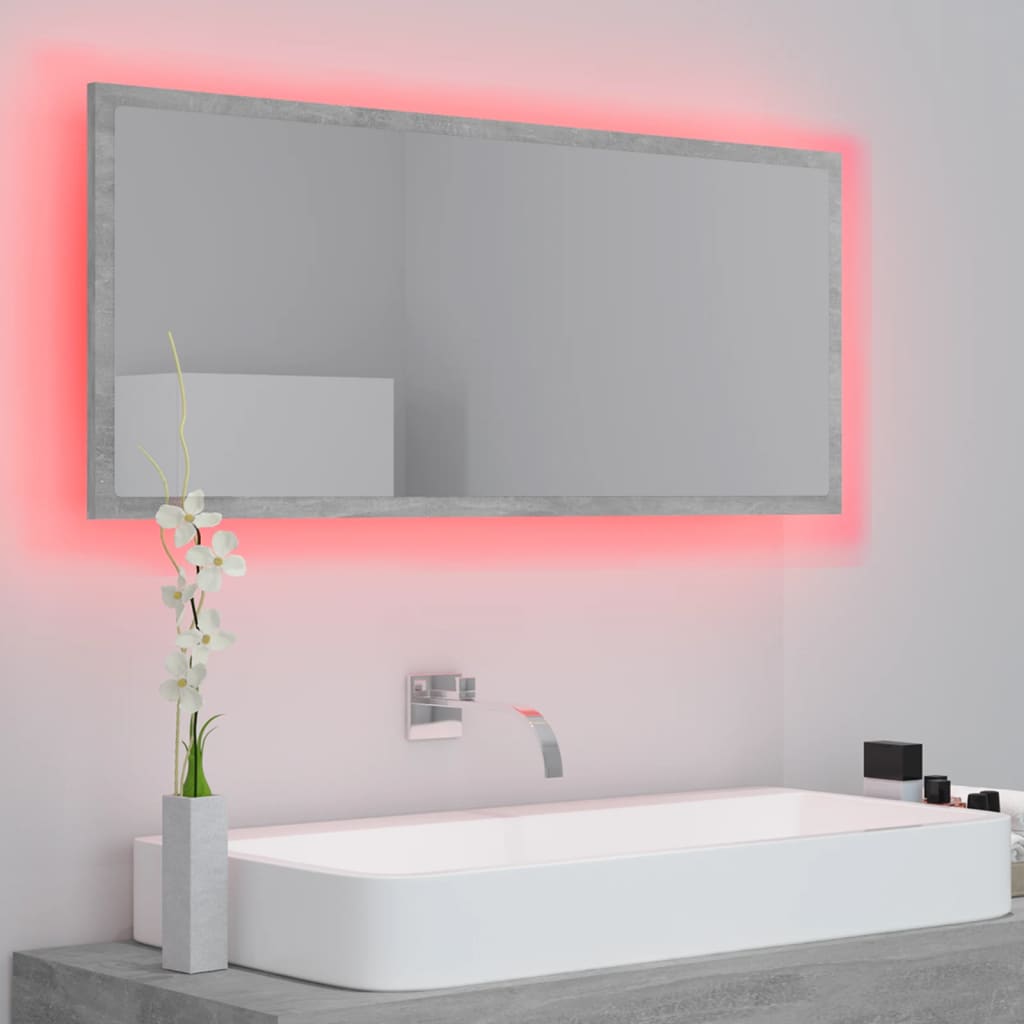 Badkamerspiegel LED 100x8,5x37 cm acryl betongrijs is nu te koop bij PeponiXL, paradijselijk wonen!