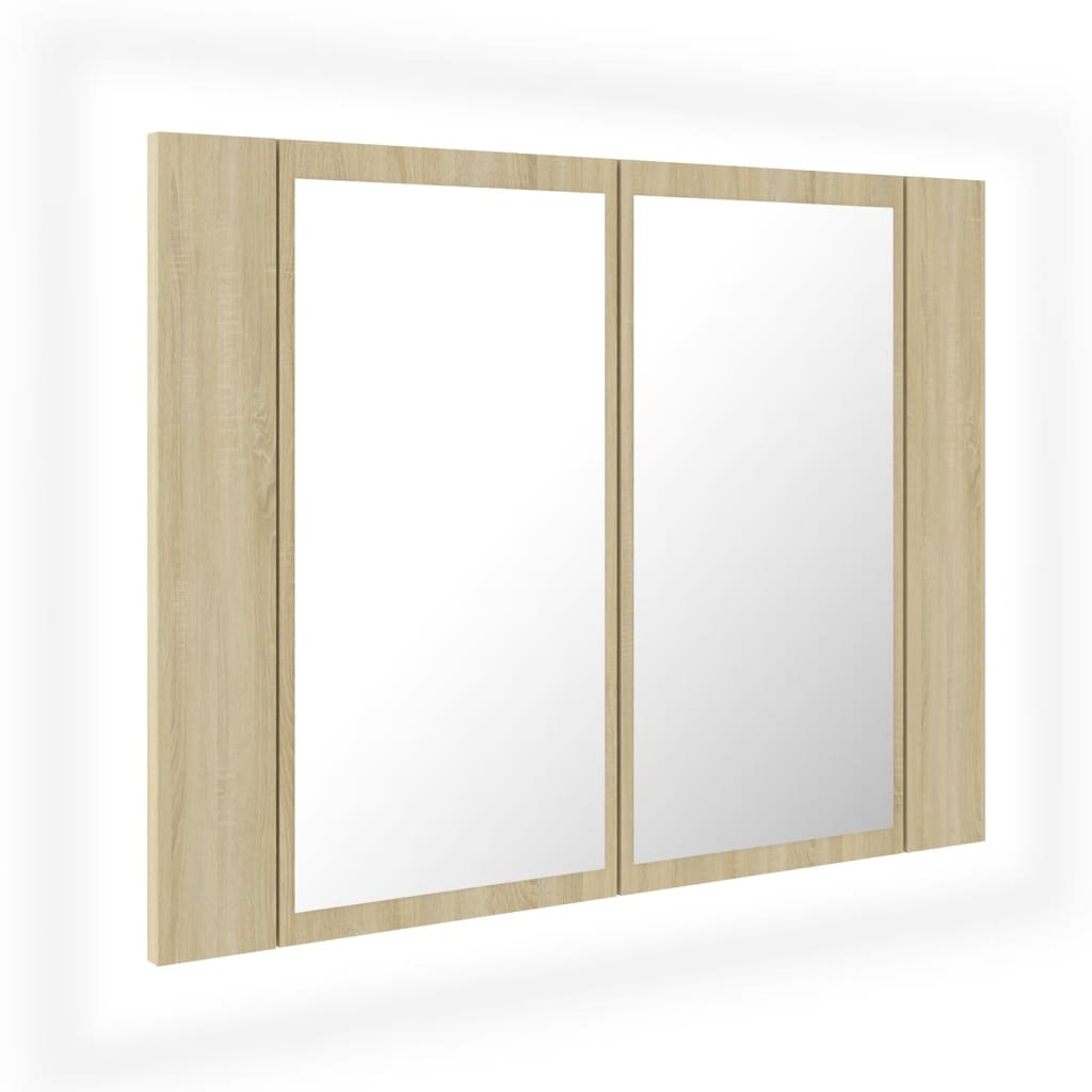 Badkamerkast met spiegel LED 60x12x45 acryl sonoma eikenkleurig is nu te koop bij PeponiXL, paradijselijk wonen!