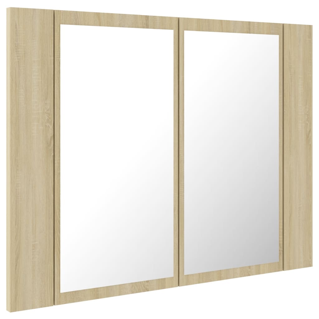 Badkamerkast met spiegel LED 60x12x45 acryl sonoma eikenkleurig is nu te koop bij PeponiXL, paradijselijk wonen!