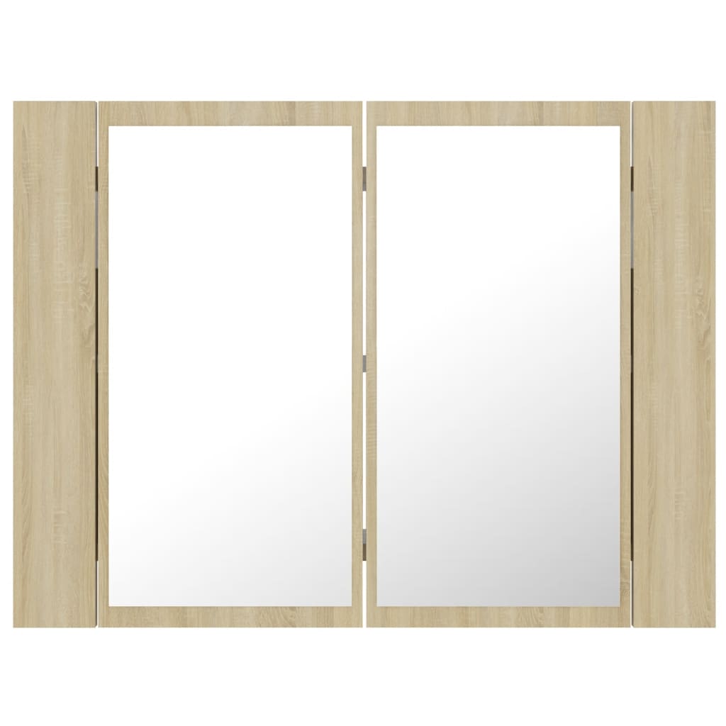 Badkamerkast met spiegel LED 60x12x45 acryl sonoma eikenkleurig is nu te koop bij PeponiXL, paradijselijk wonen!