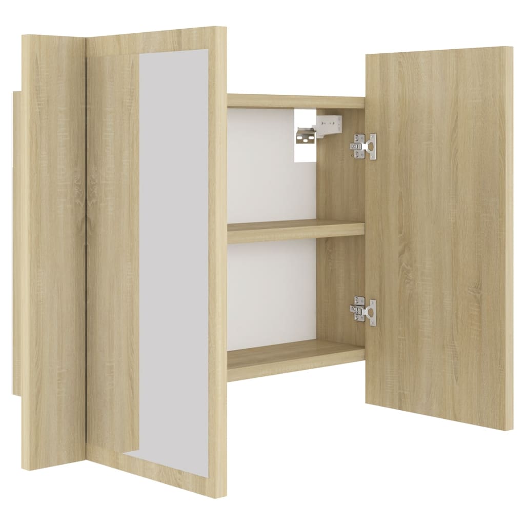 Badkamerkast met spiegel LED 60x12x45 acryl sonoma eikenkleurig is nu te koop bij PeponiXL, paradijselijk wonen!